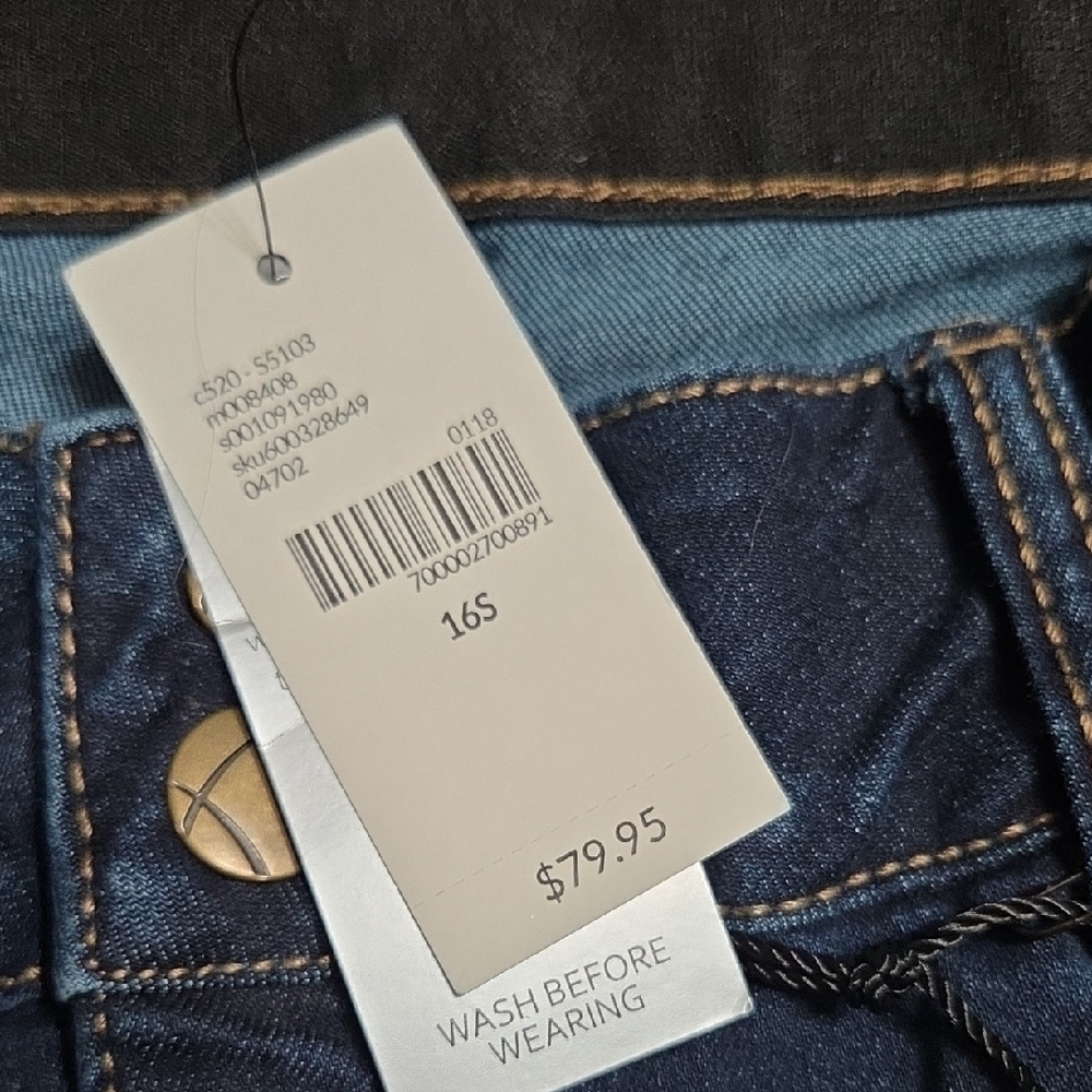 Lane Bryant Indigo Denim Pants 16S High Rise Straight Tighter Tummy Technology - Picture 9 of 9